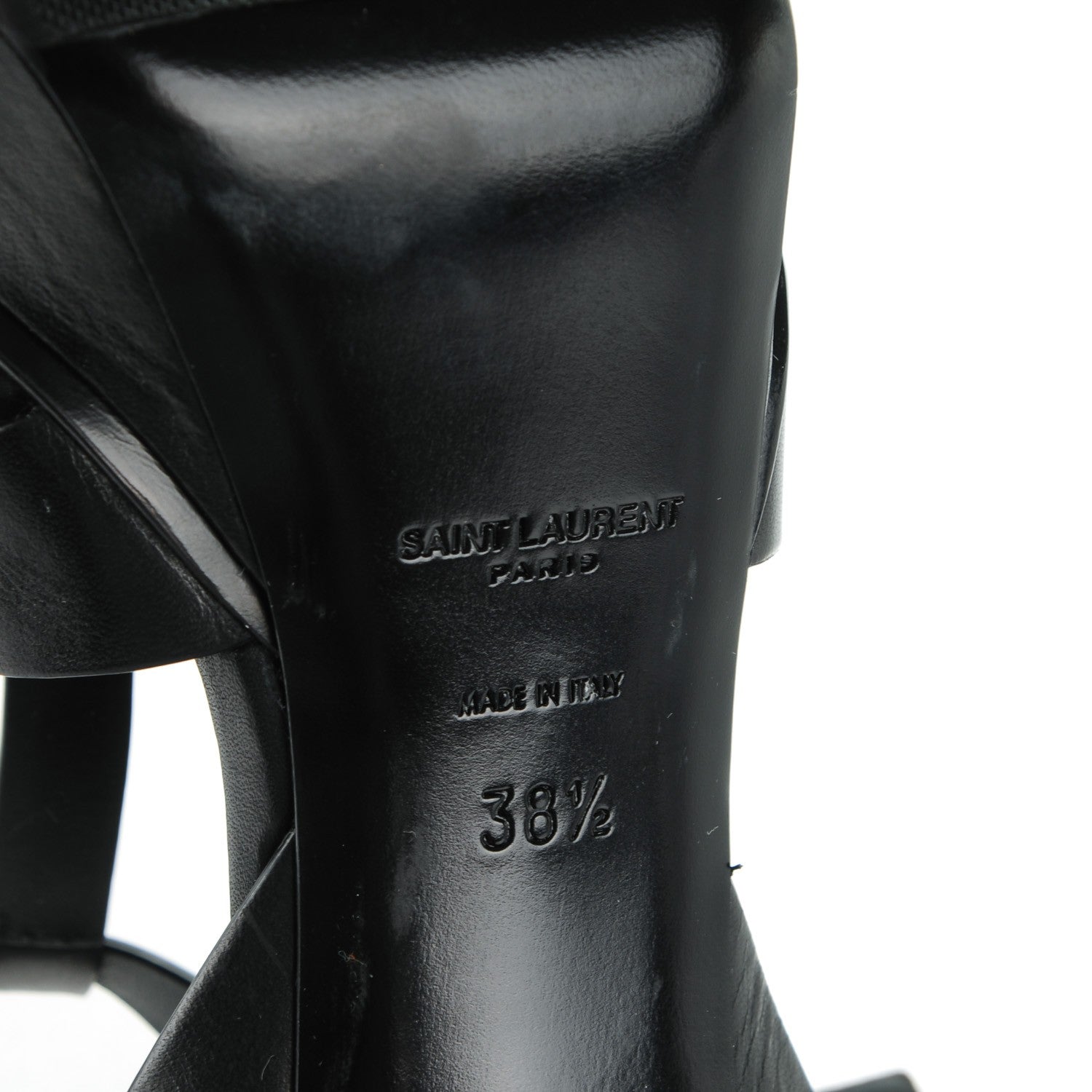 Saint Laurent Calfskin Tribute 75 Platform Sandals 38.5 Black 6 of 8