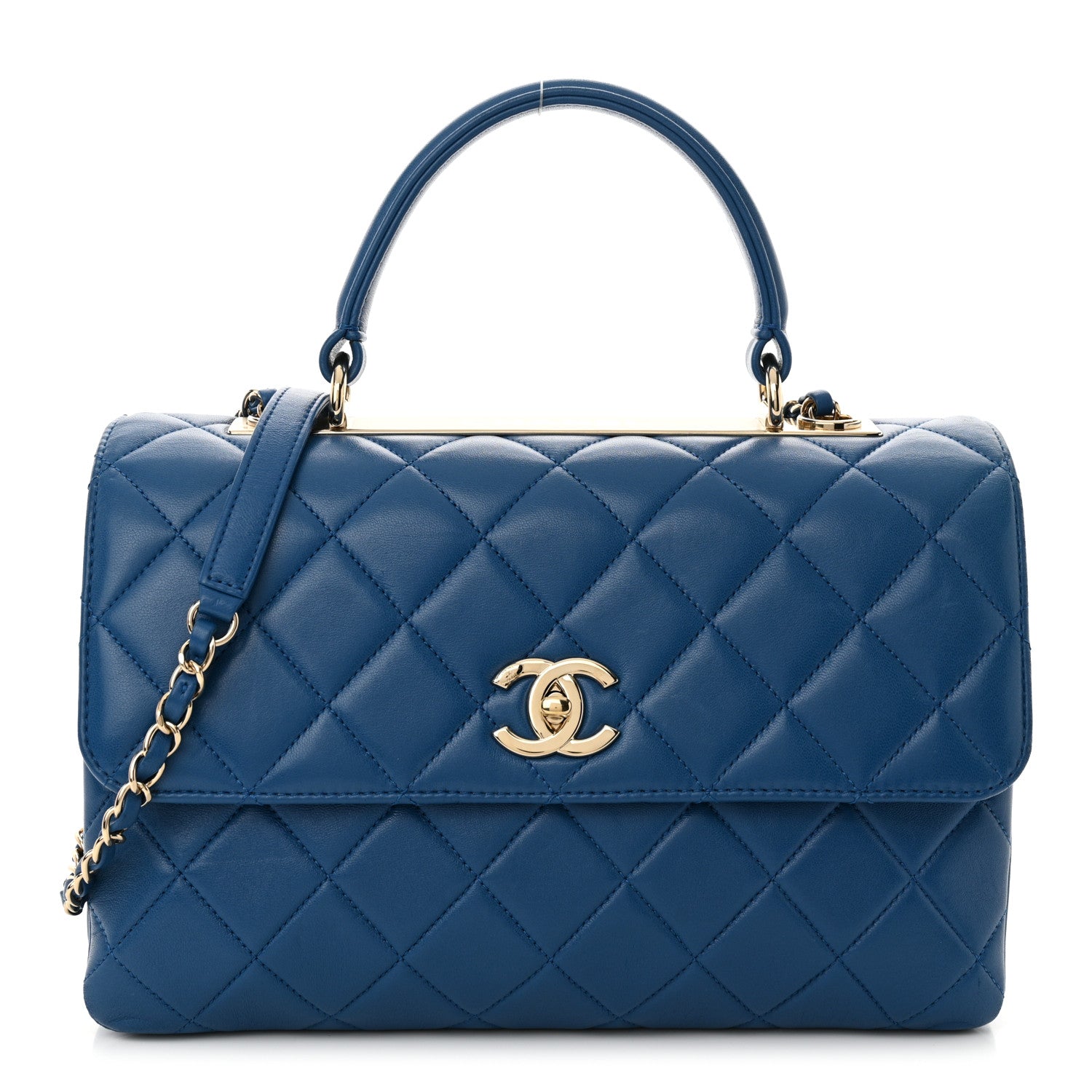 Chanel Lambskin Quilted Medium Trendy CC Flap Dual Handle Bag Dark Blue 1 of 10