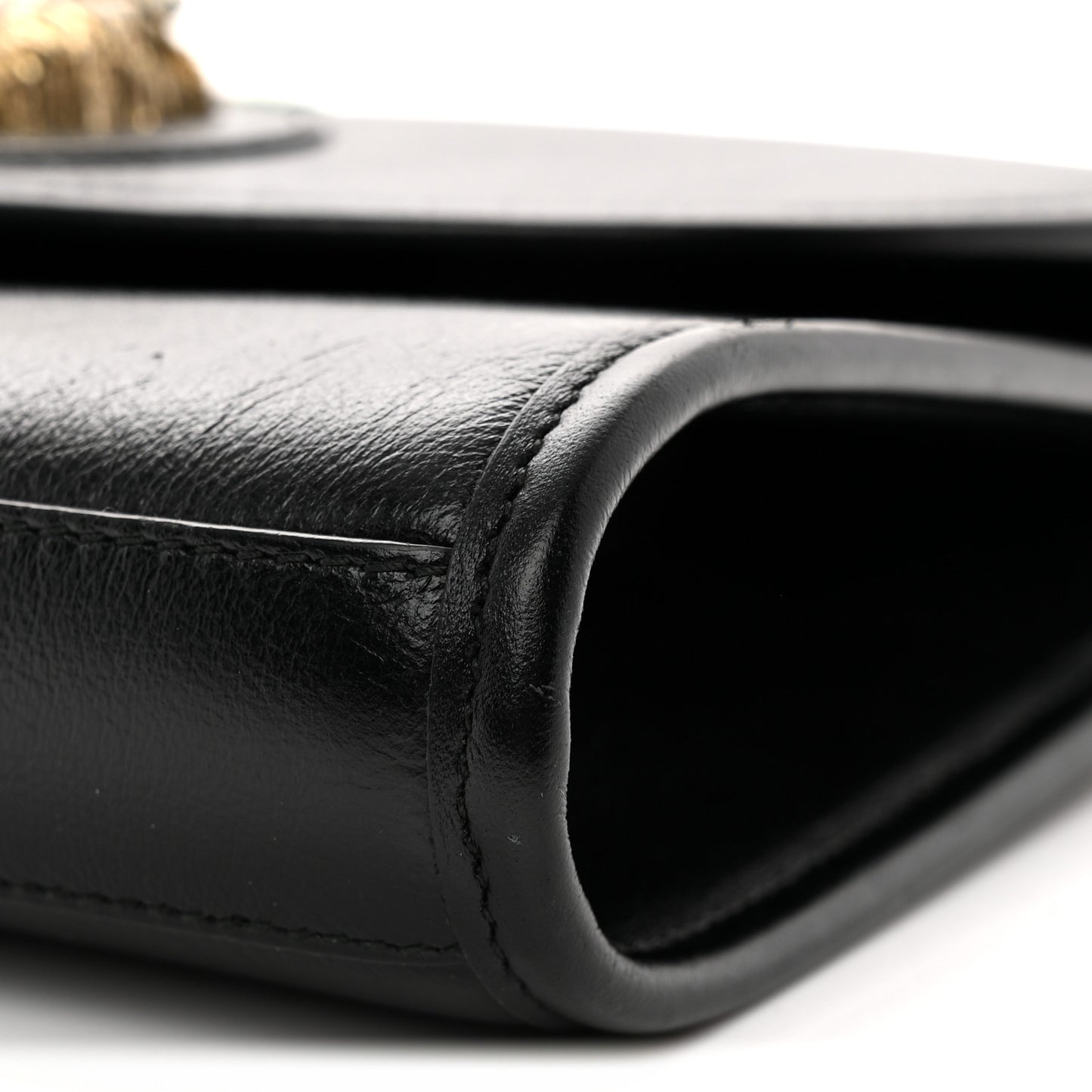 Textured Calfskin Web Small Rajah Slim Flap Shoulder Bag Black