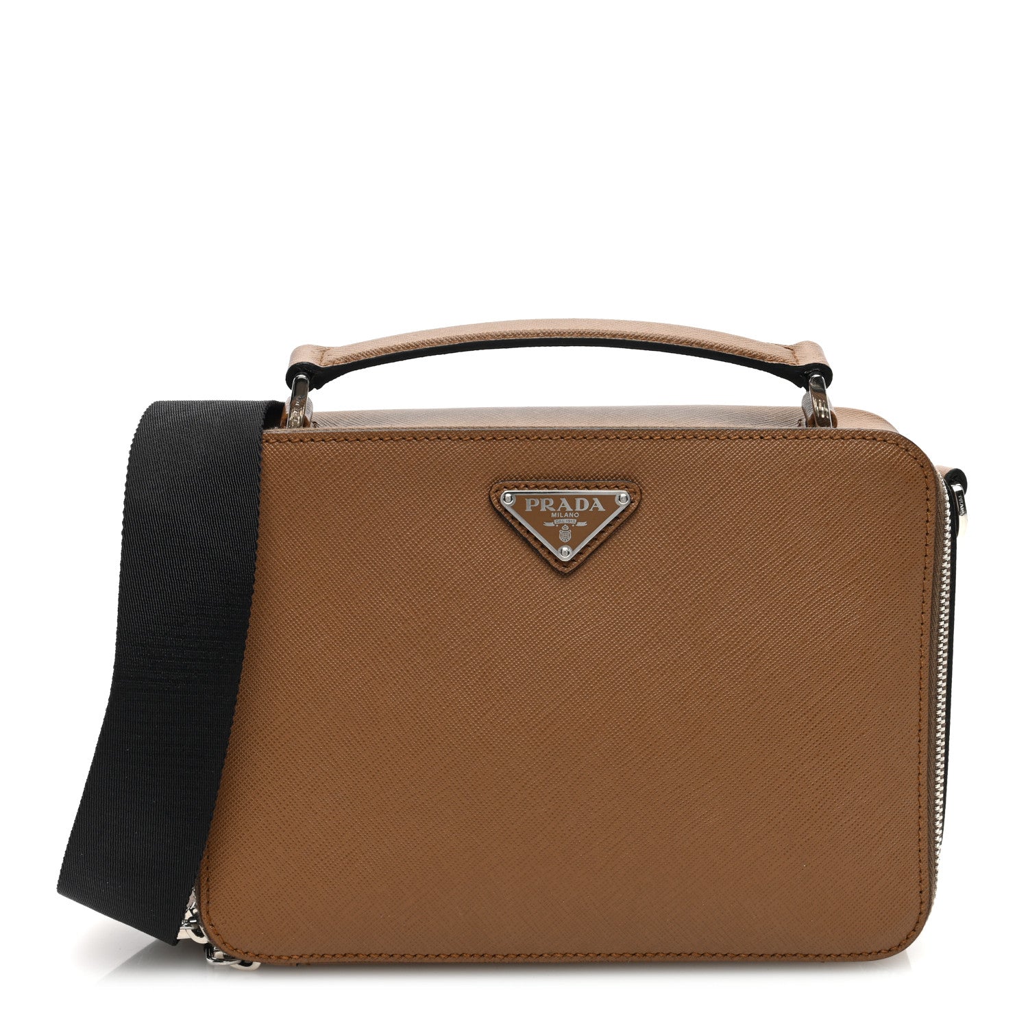 Prada Saffiano Travel Medium Brique Crossbody Bag Cannella 1 of 9
