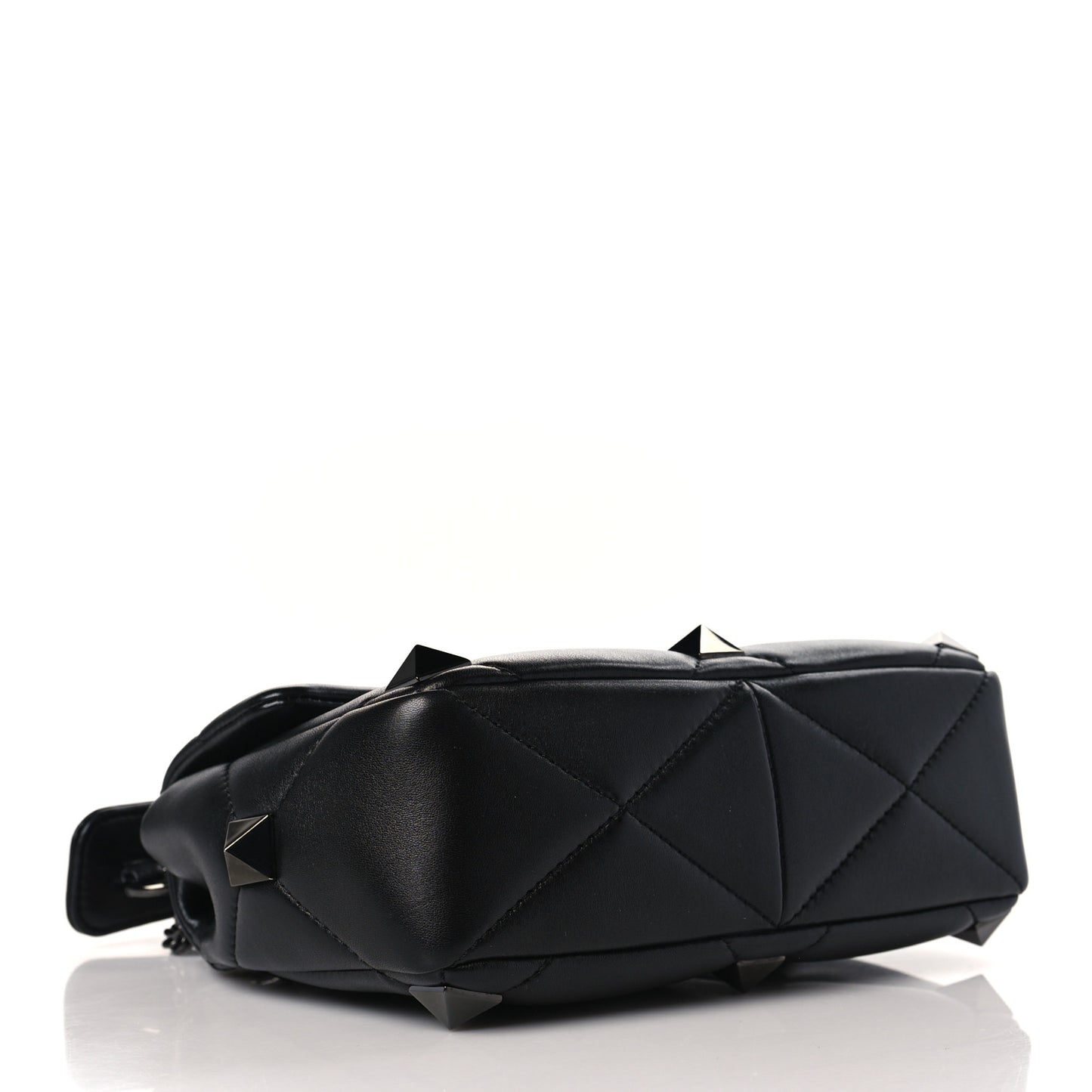 Nappa Monochrome Medium Roman Stud Shoulder Bag Black