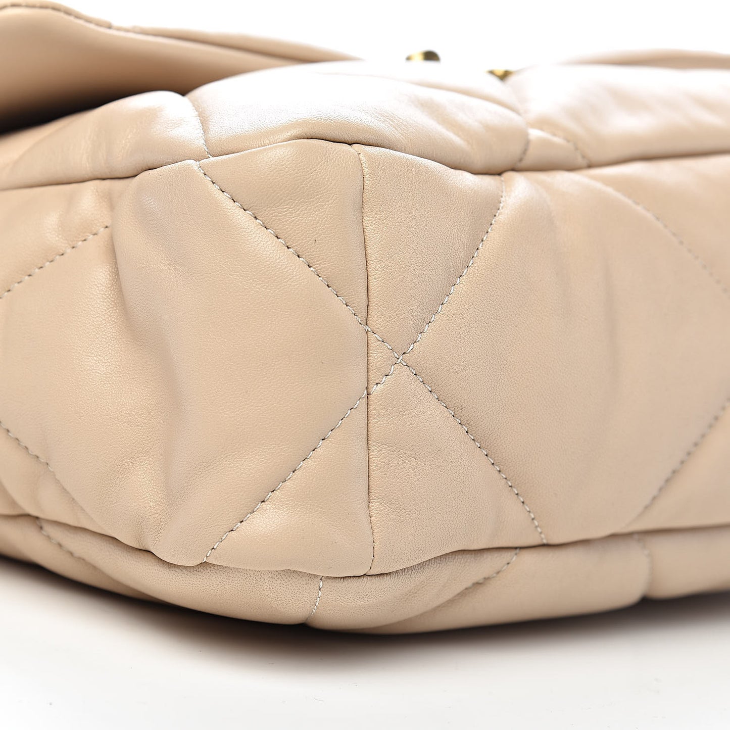 Lambskin Quilted Large 19 Flap Beige