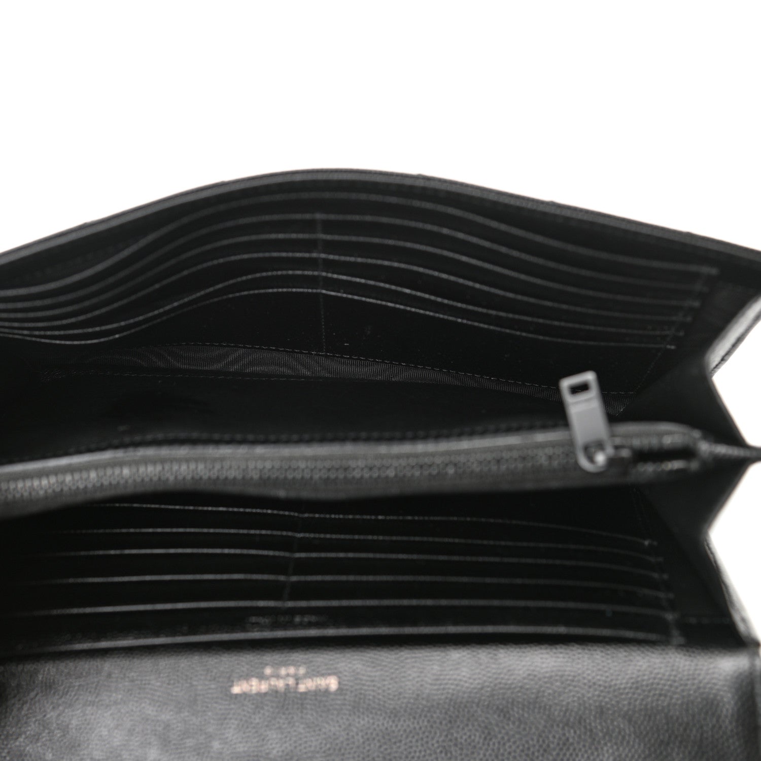 Saint Laurent Grain De Poudre Matelasse Chevron Monogram Chain Wallet Black 5 of 10