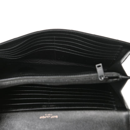 Saint Laurent Grain De Poudre Matelasse Chevron Monogram Chain Wallet Black 5 of 10