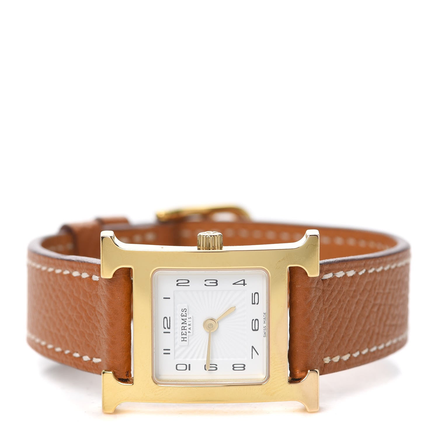 Hermes Stainless Steel Epsom 21mm Heure H Hour Quartz Watch Gold 2 of 6