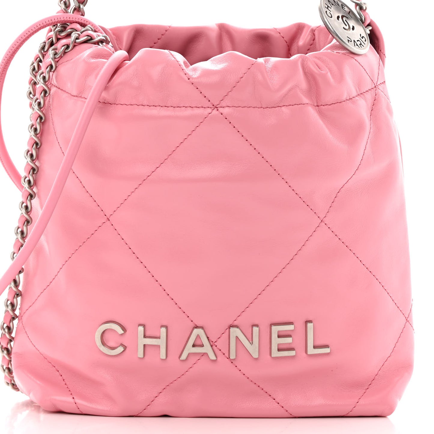 Shiny Calfskin Quilted Mini Chanel 22 Pink