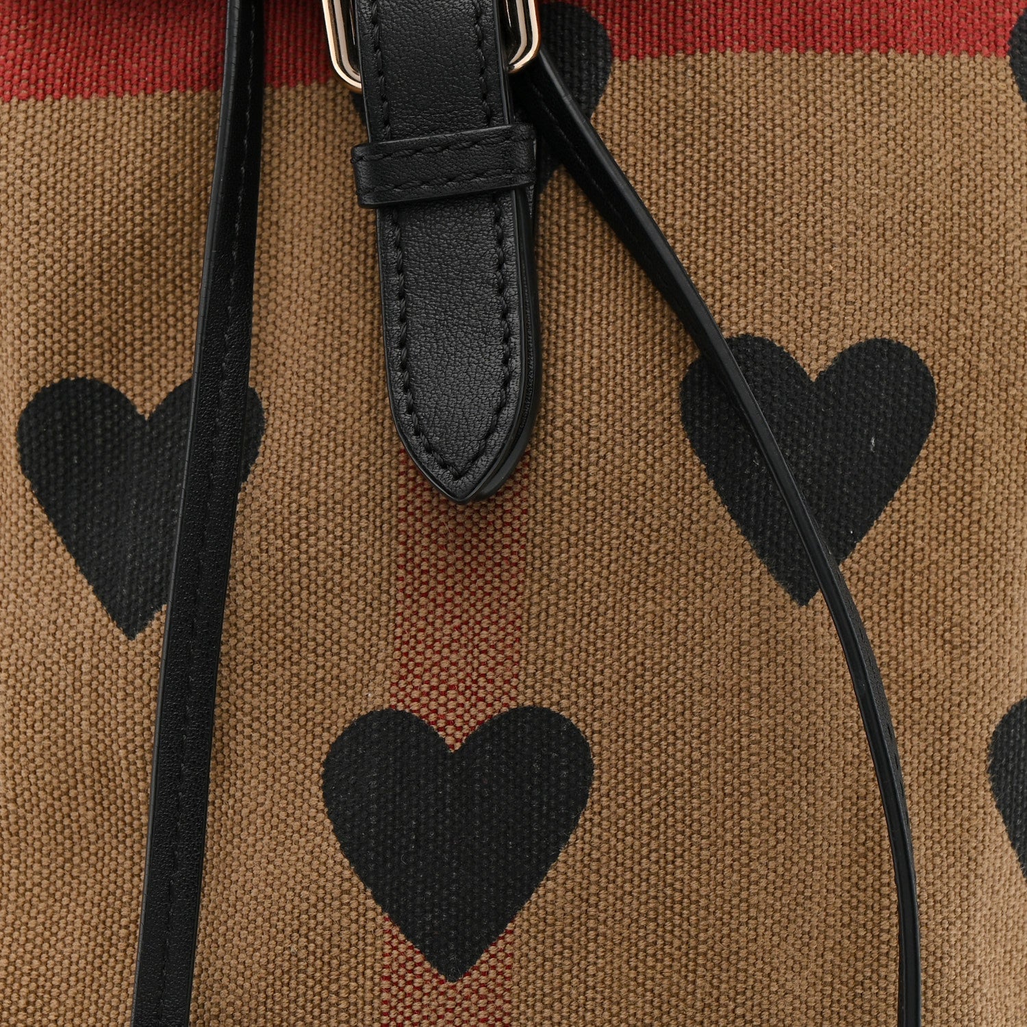 Burberry Overdyed Canvas Mega Check Heart Print Medium Chiltern Backpack Black 8 of 13