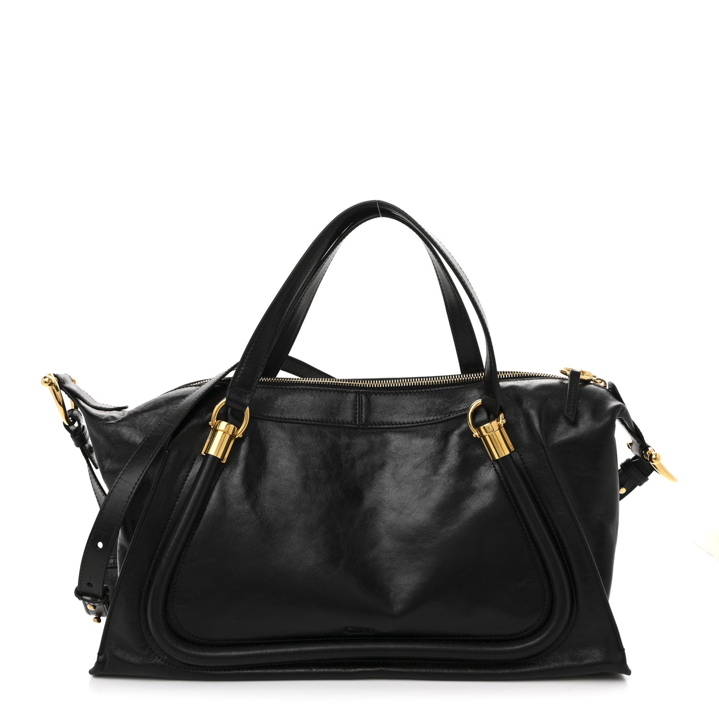 Natural Shiny Calfskin Large Paraty 24 Bag Black