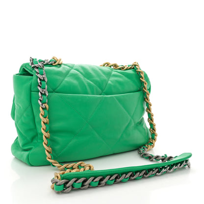 Chanel Lambskin Quilted Large Chanel 19 Flap Green 3 of 12