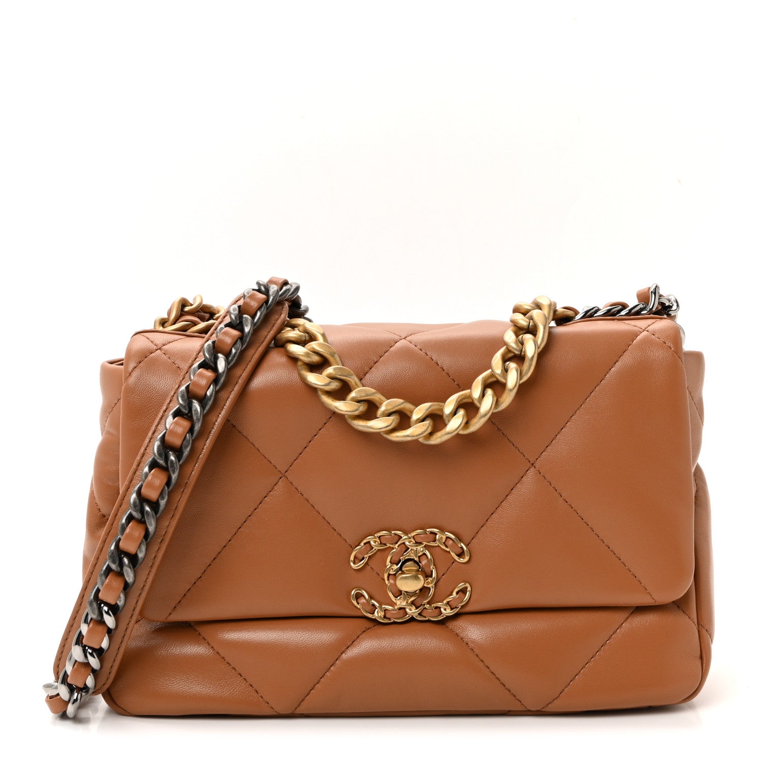 Chanel Lambskin Quilted Medium Chanel 19 Flap Brown 1 of 10