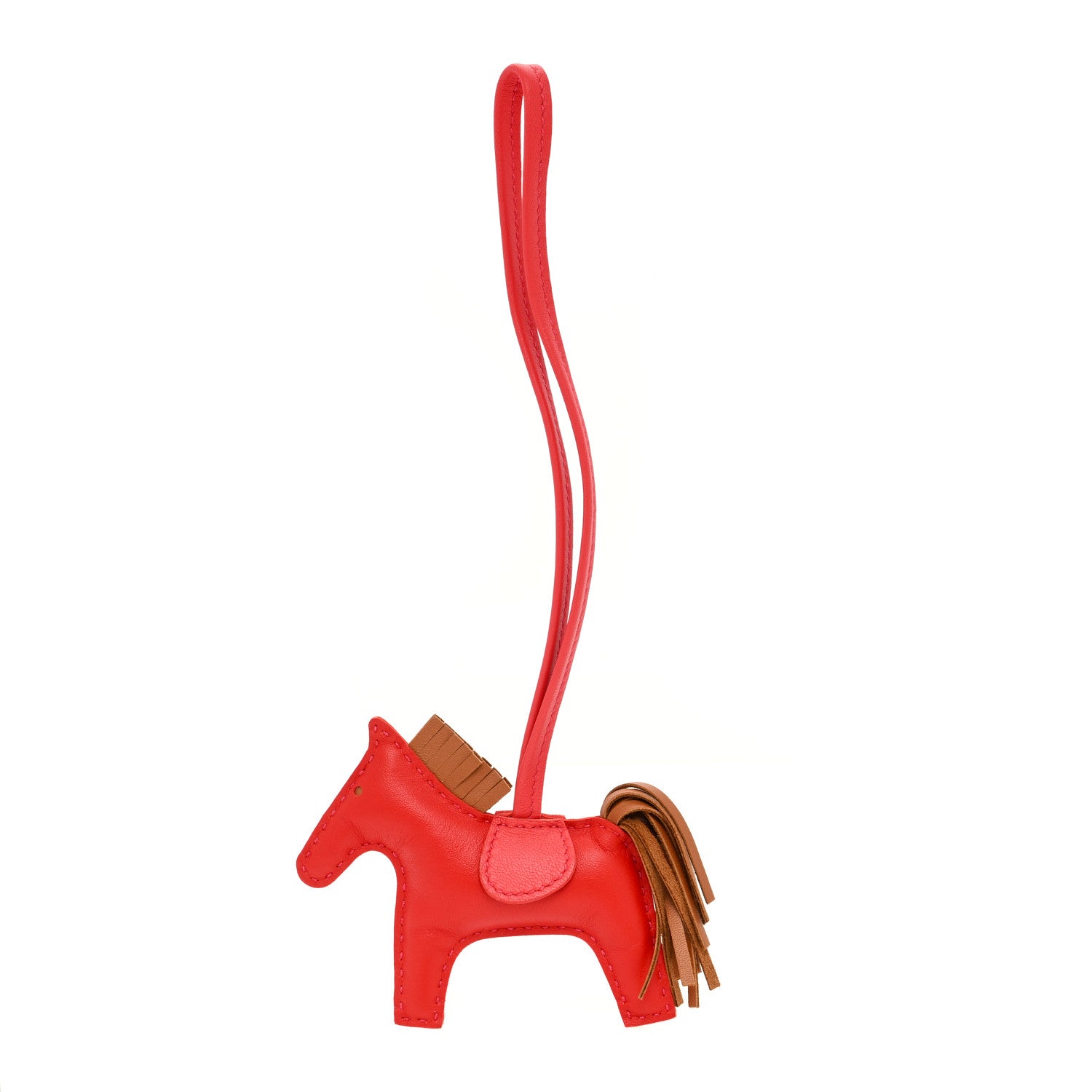 Hermes Milo Lambskin Grigri Rodeo Horse Bag Charm PM Rouge Indien Gold Bougainvillea 1 of 4