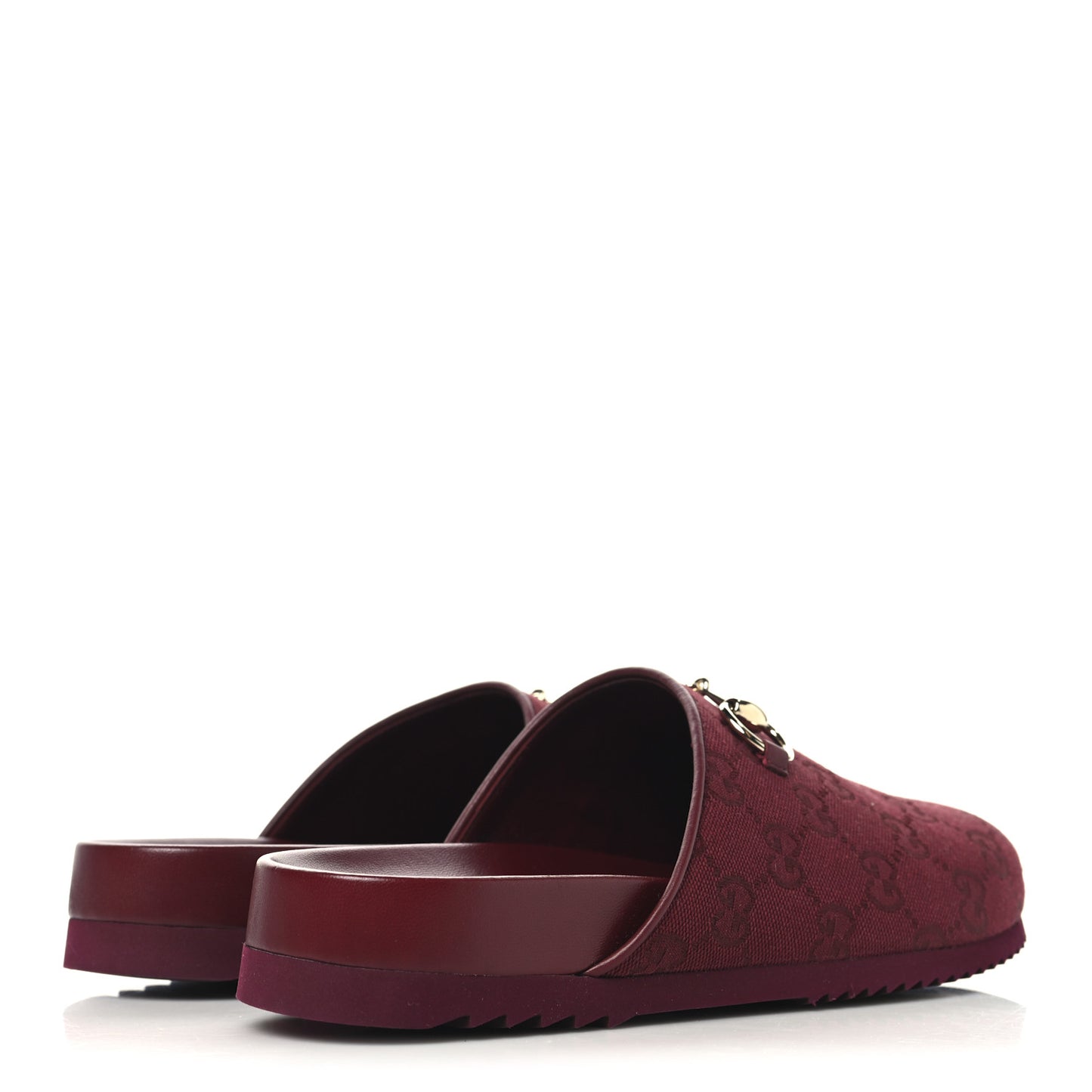 GG Supreme Monogram Womens Horsebit Slippers 38.5 Rosso Ancora