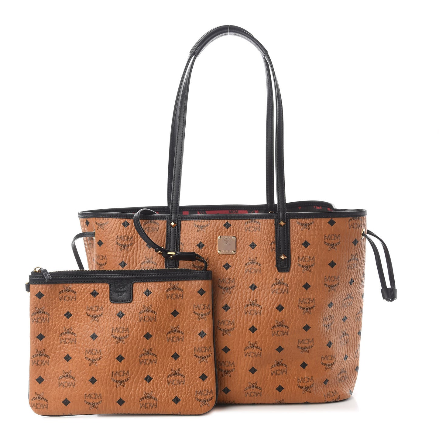 Visetos Medium Reversible Shopping Tote Cognac Black