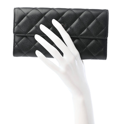 Chanel Caviar Quilted Large Gusset Flap Wallet Black 2 of 8