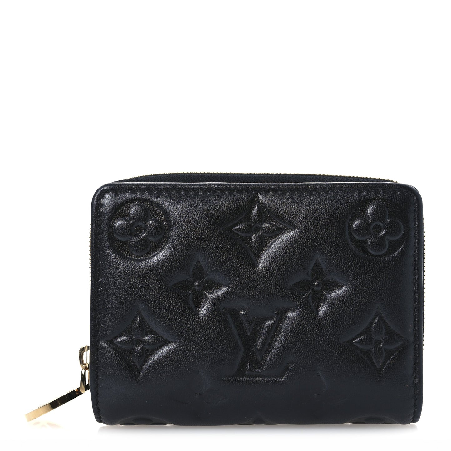 Lambskin Embossed Monogram Lou Coussin Wallet Black