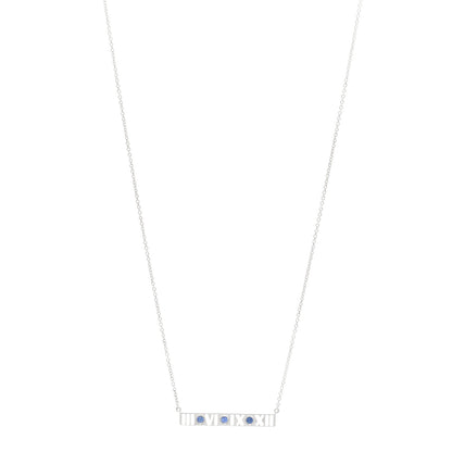 Tiffany Sterling Silver Blue Sapphire Atlas Bar Pendant Necklace 1 of 4