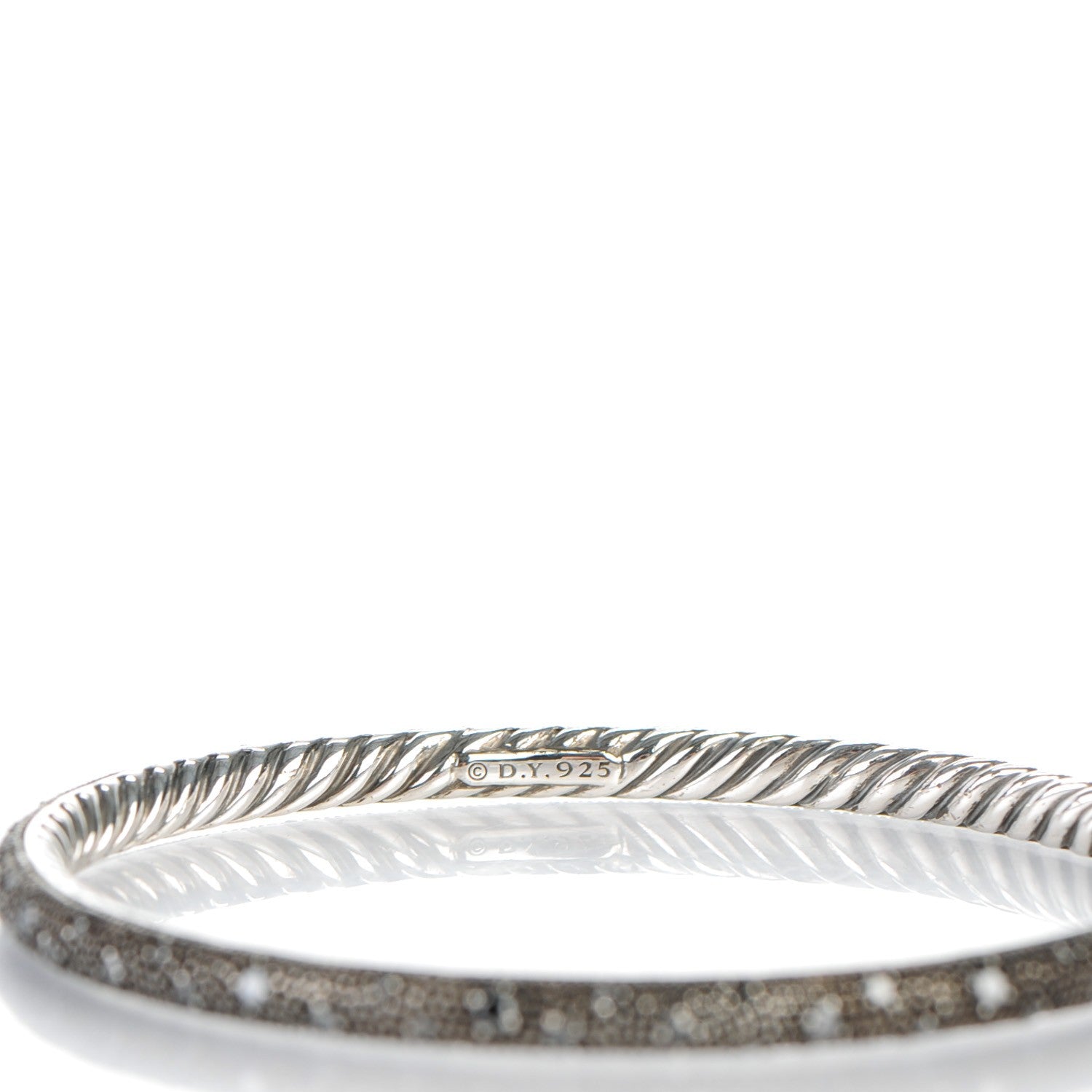 David Yurman Sterling Silver Black Diamond 4mm Midnight Melange Bangle Bracelet 4 of 4
