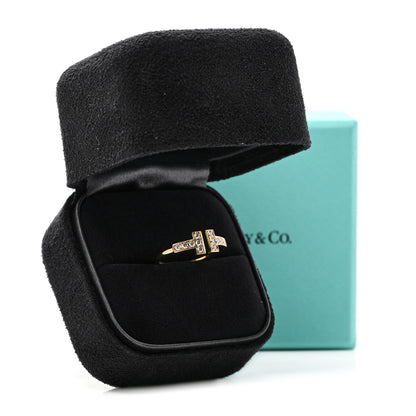 Tiffany 18K Yellow Gold Diamond T Wire Ring 47 4 6 of 6