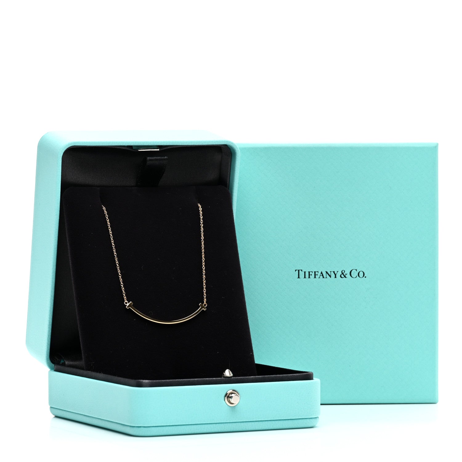 Tiffany 18K Yellow Gold Small T Smile Pendant Necklace 5 of 5