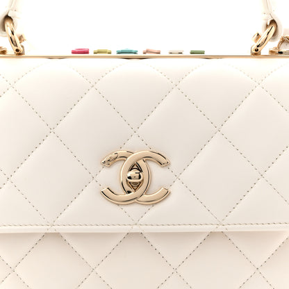 Chanel Lambskin Lacquered Quilted Small Trendy CC Dual Handle Flap Bag White 14 of 21