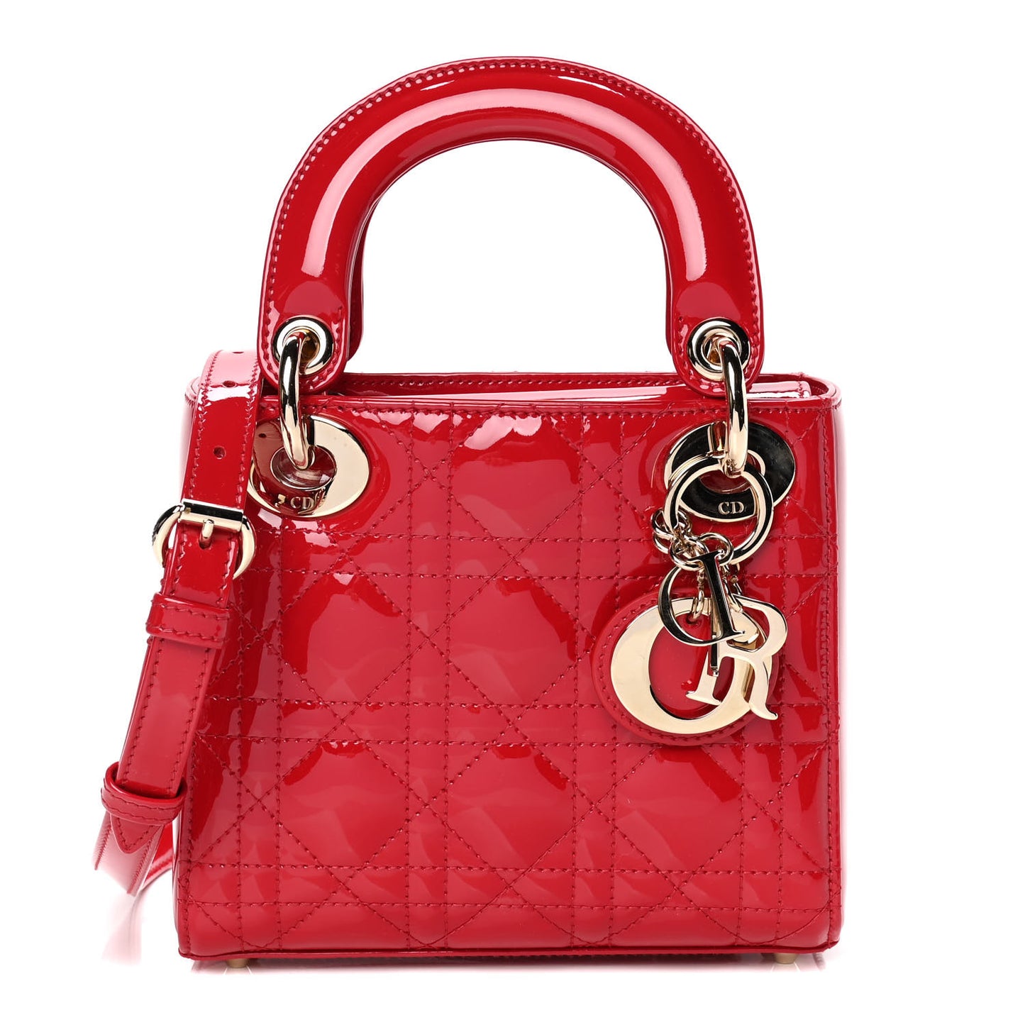Patent Cannage Mini Lady Dior Red