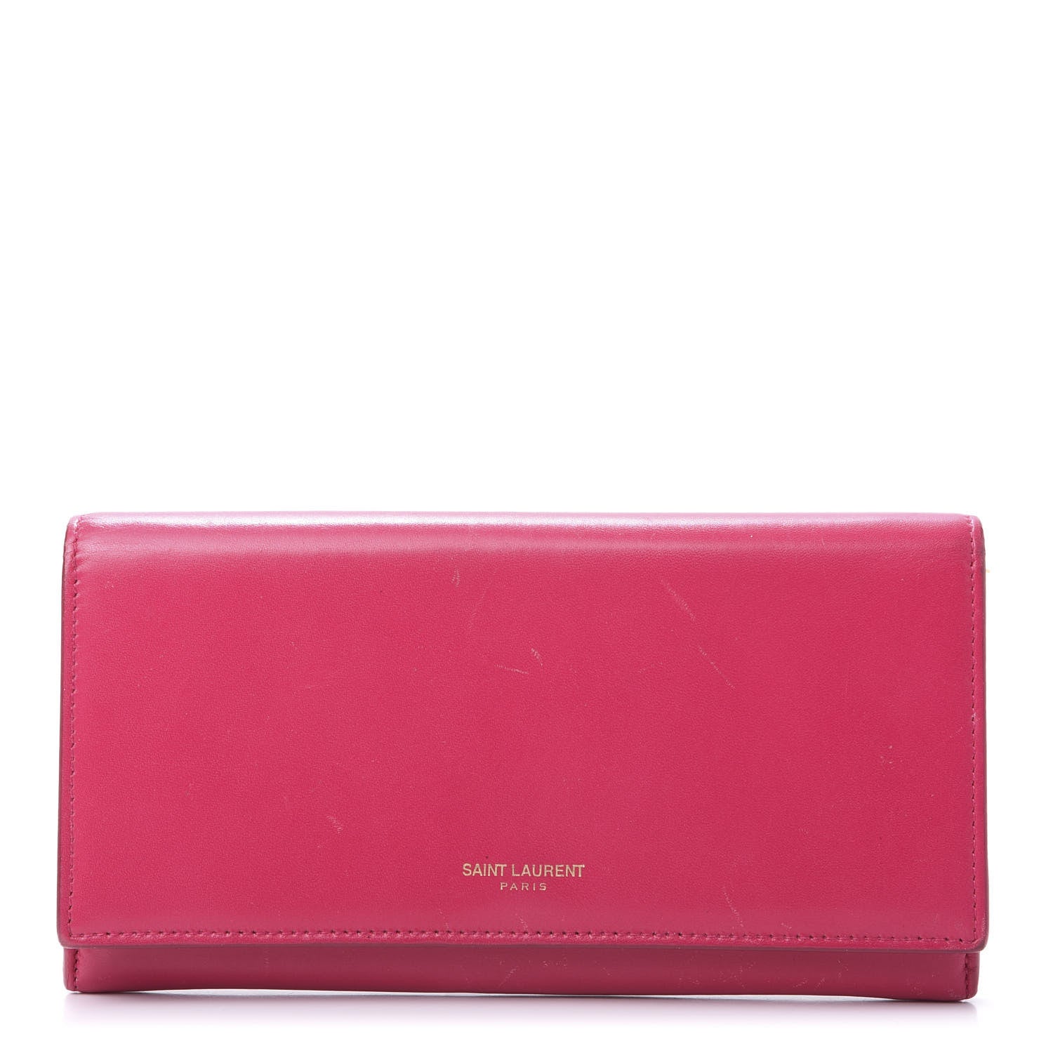 Saint Laurent Calfskin Classic Large Marquage Flap Wallet Pink 1 of 11