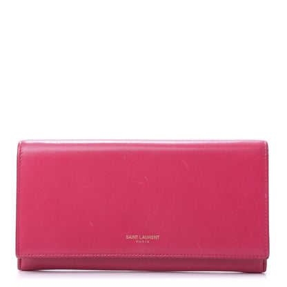 Saint Laurent Calfskin Classic Large Marquage Flap Wallet Pink 1 of 11
