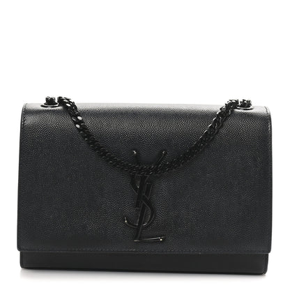Saint Laurent Grain De Poudre Small Monogram Monochrome Kate Satchel Black 1 of 10