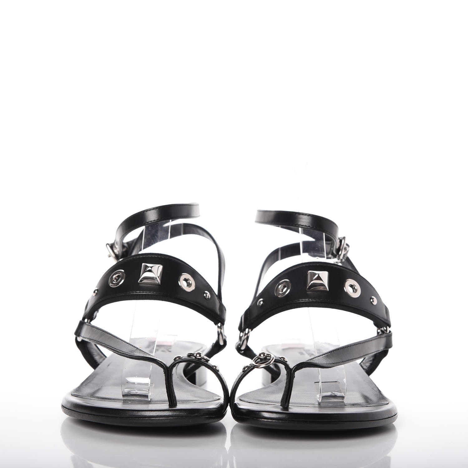 Hermes Calfskin Grosgain Obsession Sandals 39 Black 2 of 9