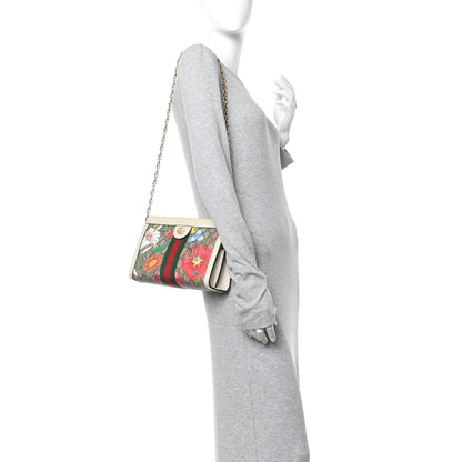 Gucci GG Supreme Monogram Flora Web Small Ophidia Chain Shoulder Bag White 2 of 14