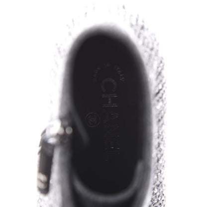 Chanel Tweed Pearl Cap Toe Short Boot 39.5 Black 7 of 9