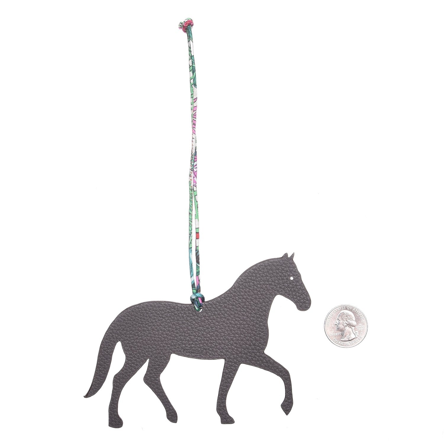 Hermes Epsom Togo Petit H Bag Charm Horse GM Fuchsia Etain 2 of 4