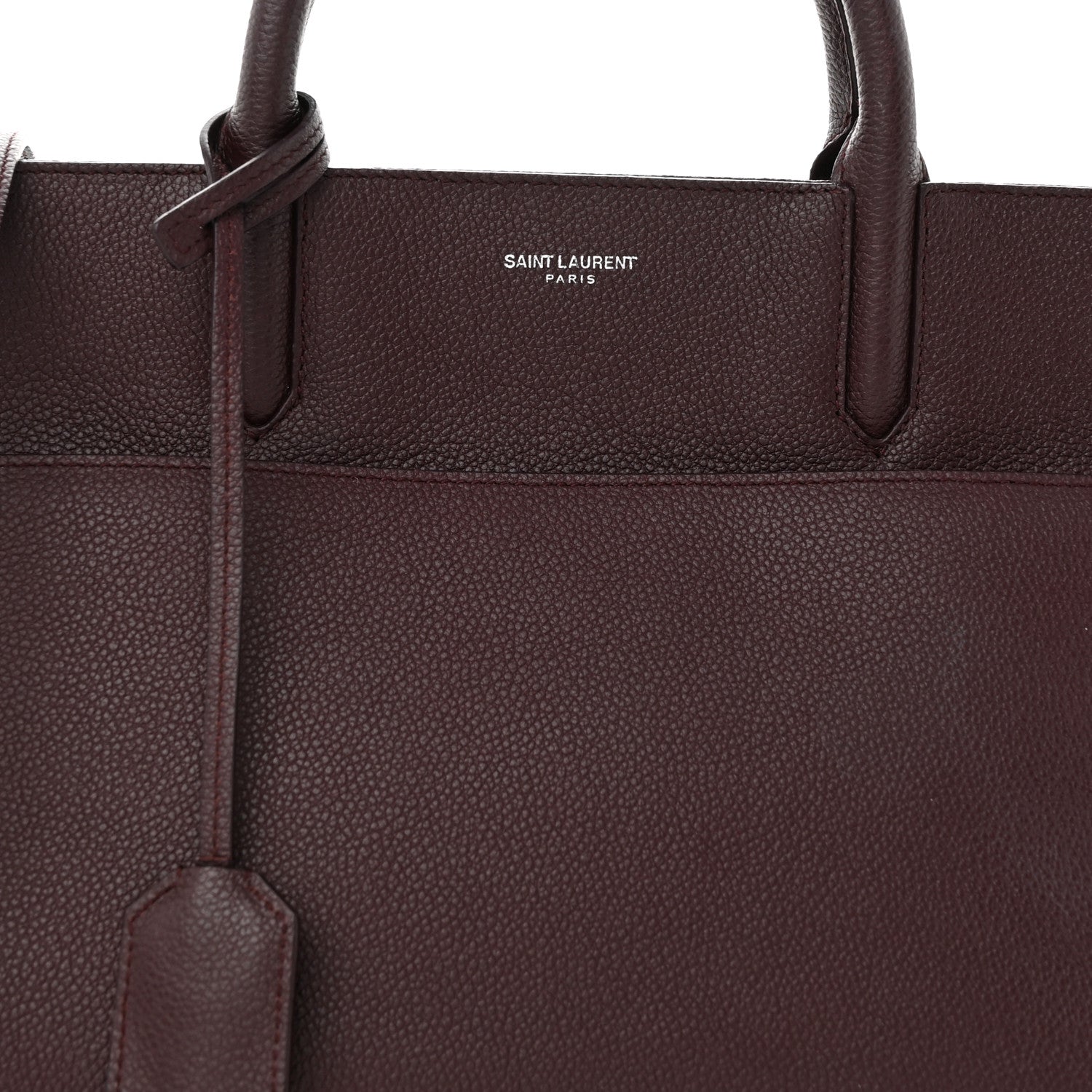 Saint Laurent Grained Calfskin Small Cabas Rive Gauche Amaranto 7 of 10