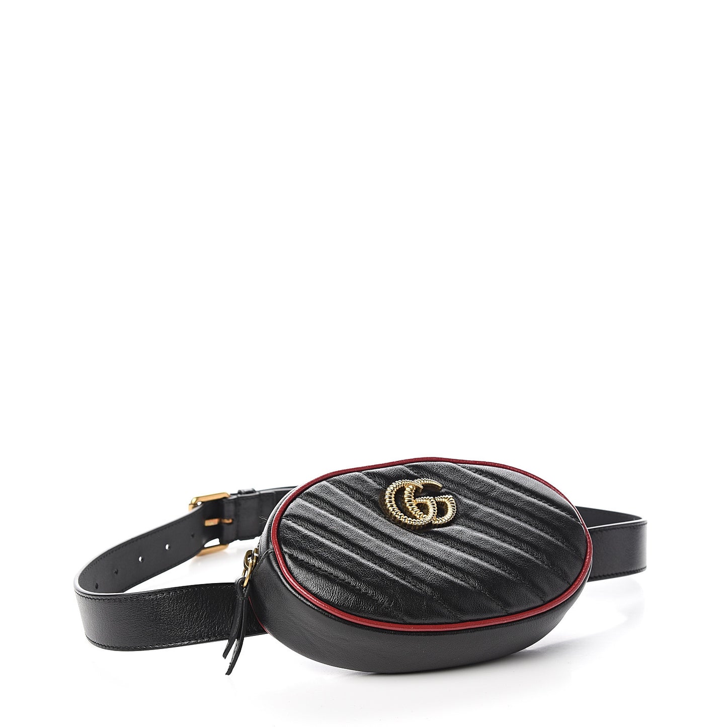 Azalea Calfskin Matelasse Diagonal Torchon GG Marmont Belt Bag 85 34 Black Romantic Cerise