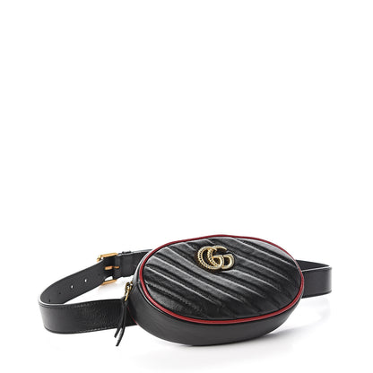 Gucci Azalea Calfskin Matelasse Diagonal Torchon GG Marmont Belt Bag 85 34 Black Romantic Cerise 3 of 9