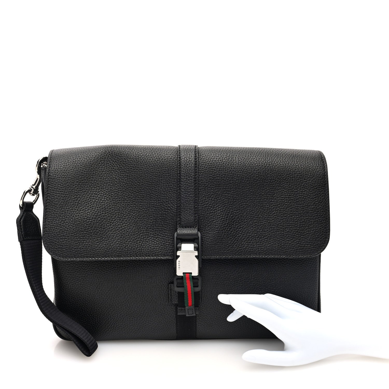 Gucci GG Calfskin Web Medium Business Case Black 2 of 9