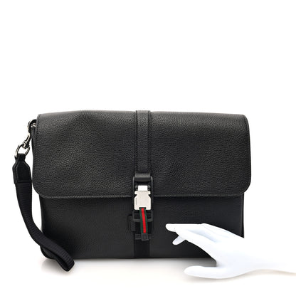 Gucci GG Calfskin Web Medium Business Case Black 2 of 9