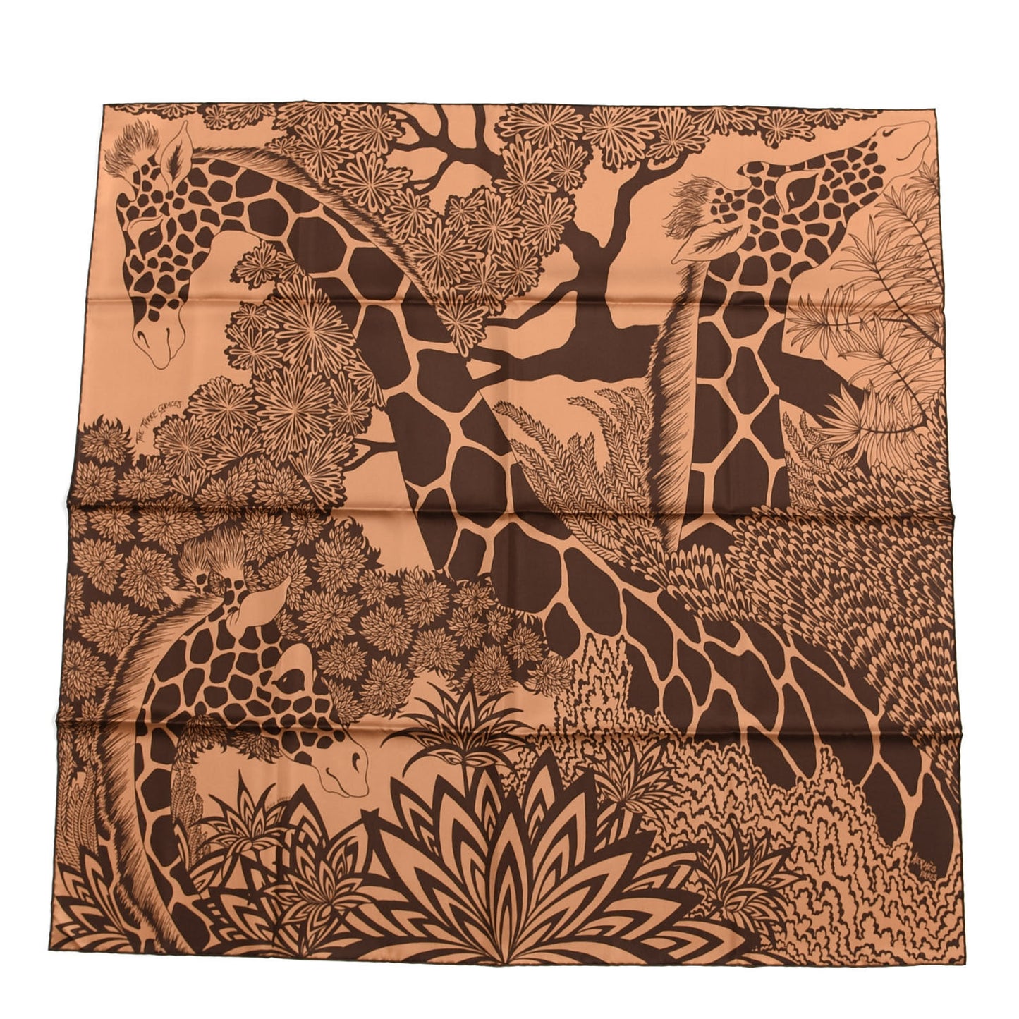 Silk The Three Graces Scarf 90 Tabac Brun