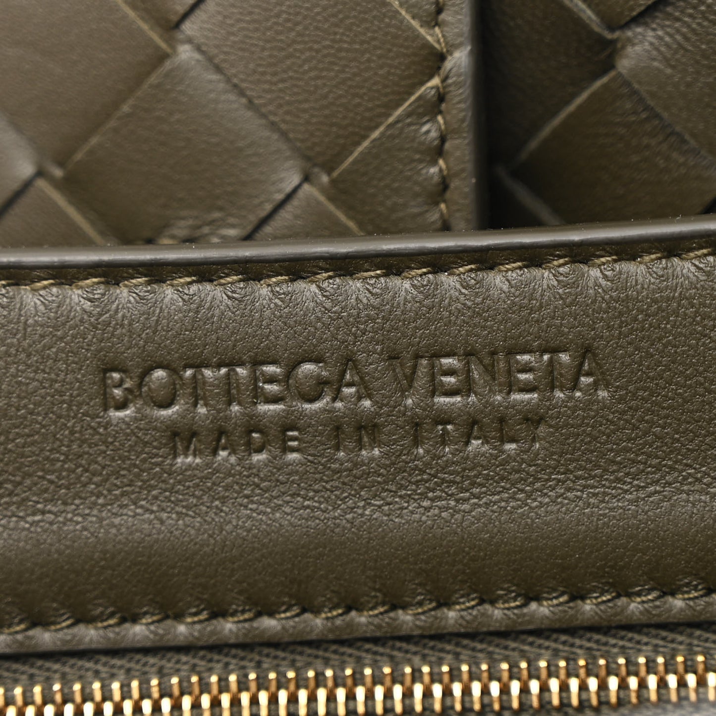 Nappa Intrecciato Medium Andiamo Shoulder Bag Kaki