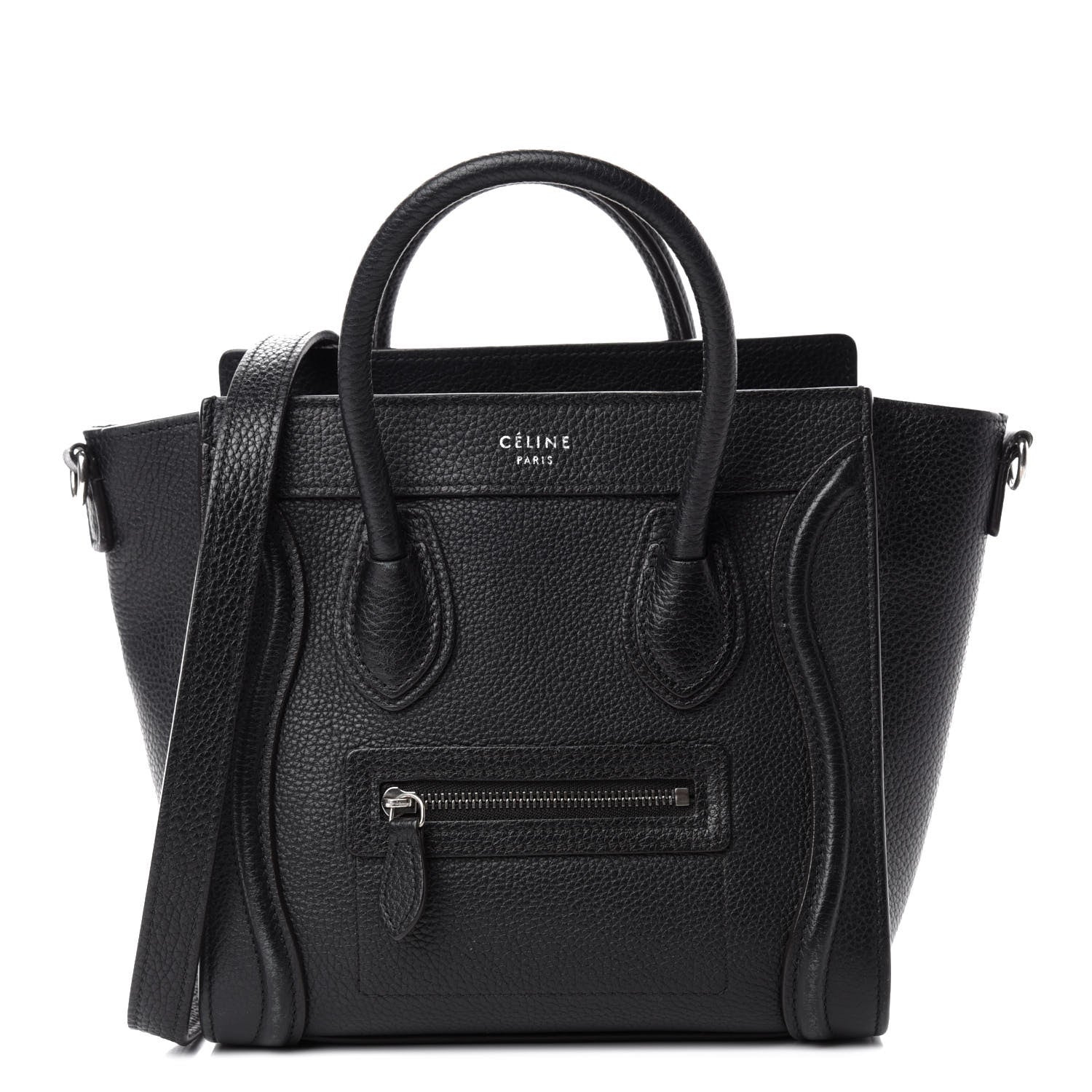 Celine Drummed Calfskin Nano Luggage Black 1 of 13