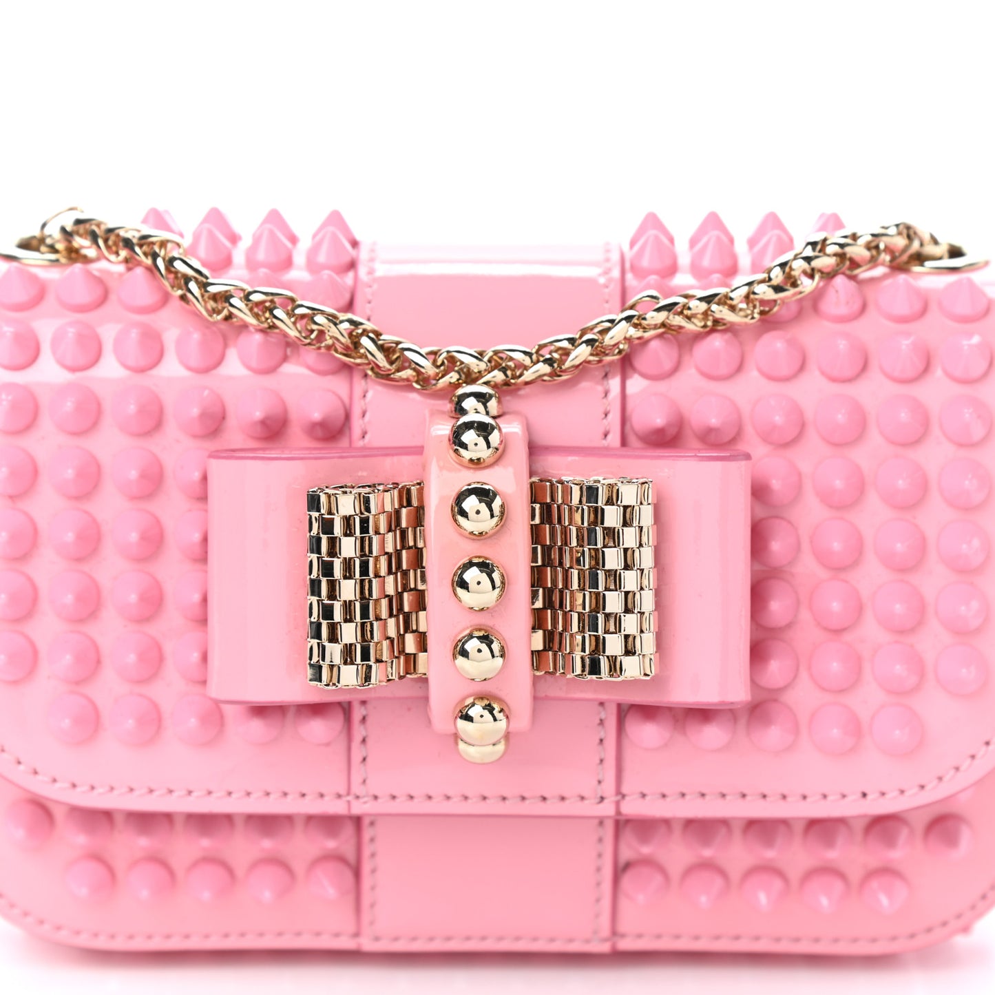 Patent Spiked Sweety Charity Crossbody Bag Rose