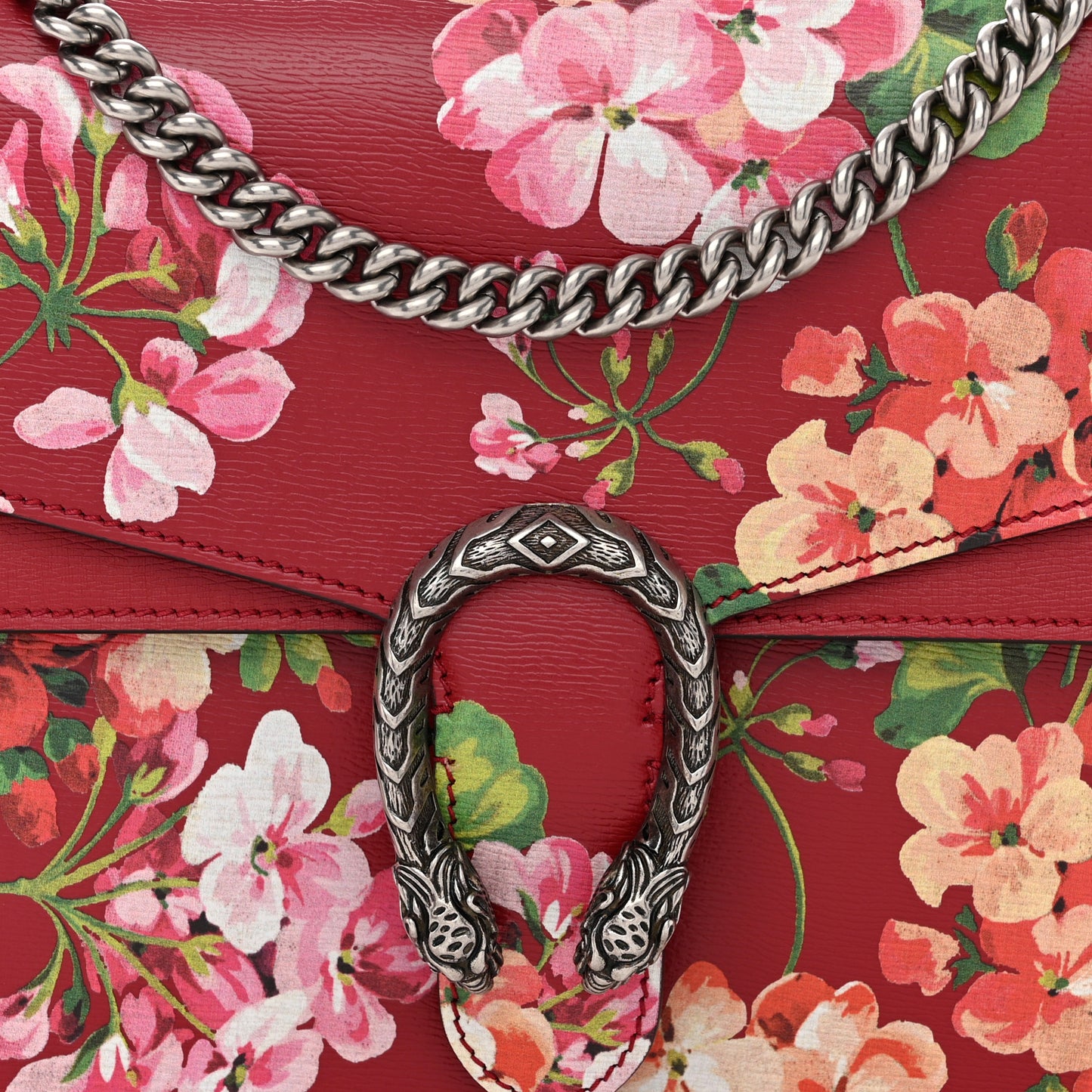 Calfskin Blooms Print Medium Dionysus Shoulder Bag Romantic Cherry Multicolor