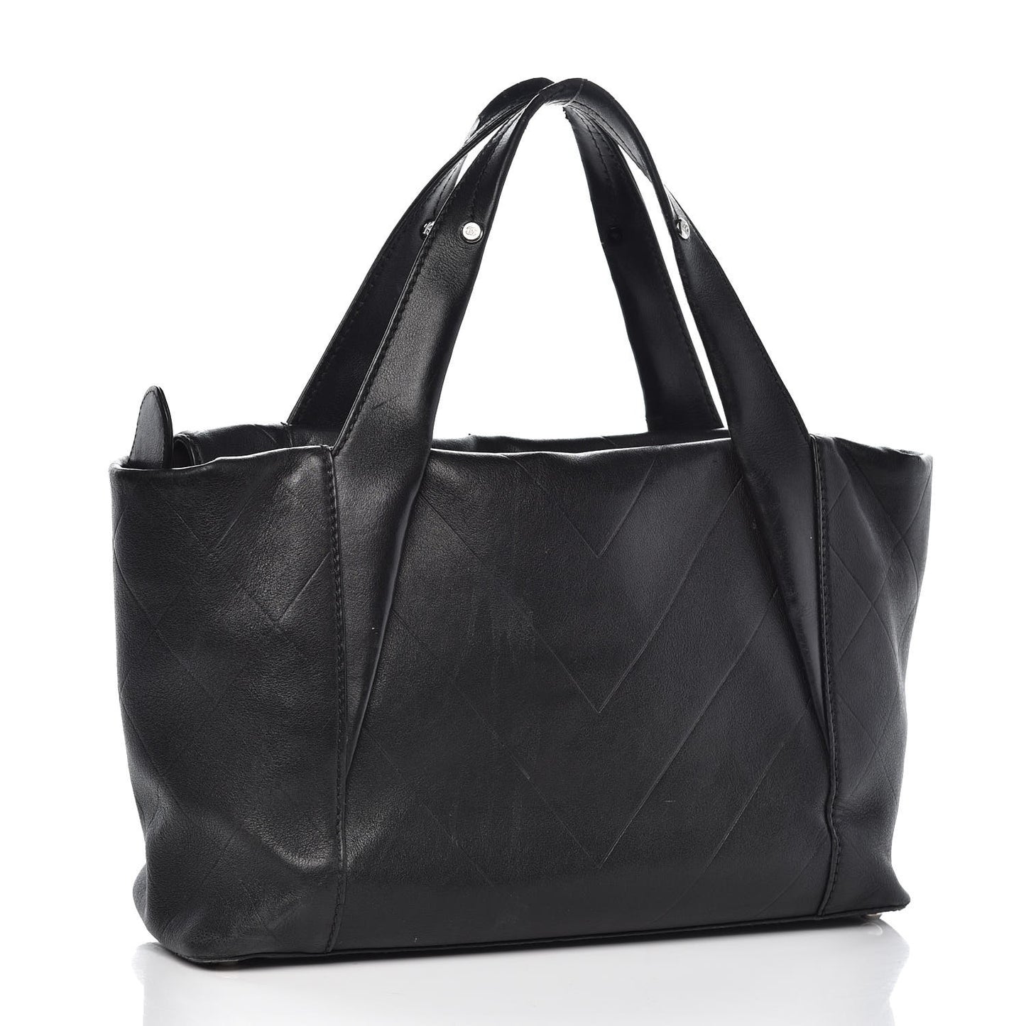 Calfskin Chevron CC All Day Long Boston Black