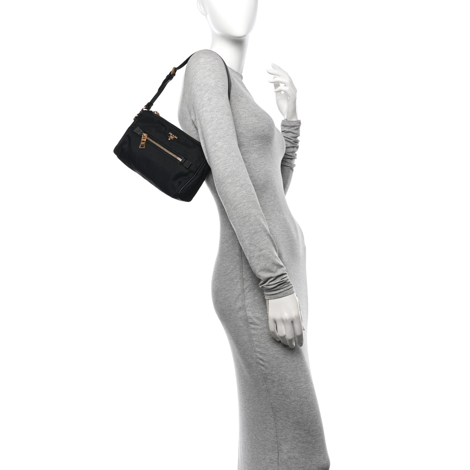 Prada Tessuto Nylon Saffiano Shoulder Bag Black 2 of 10