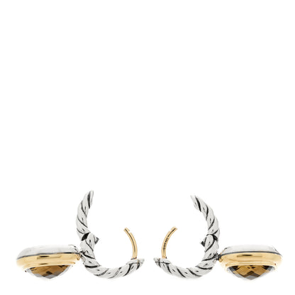 David Yurman Sterling Silver 18K Yellow Gold Smoky Quartz 10mm Albion Drop Earrings 3 of 4