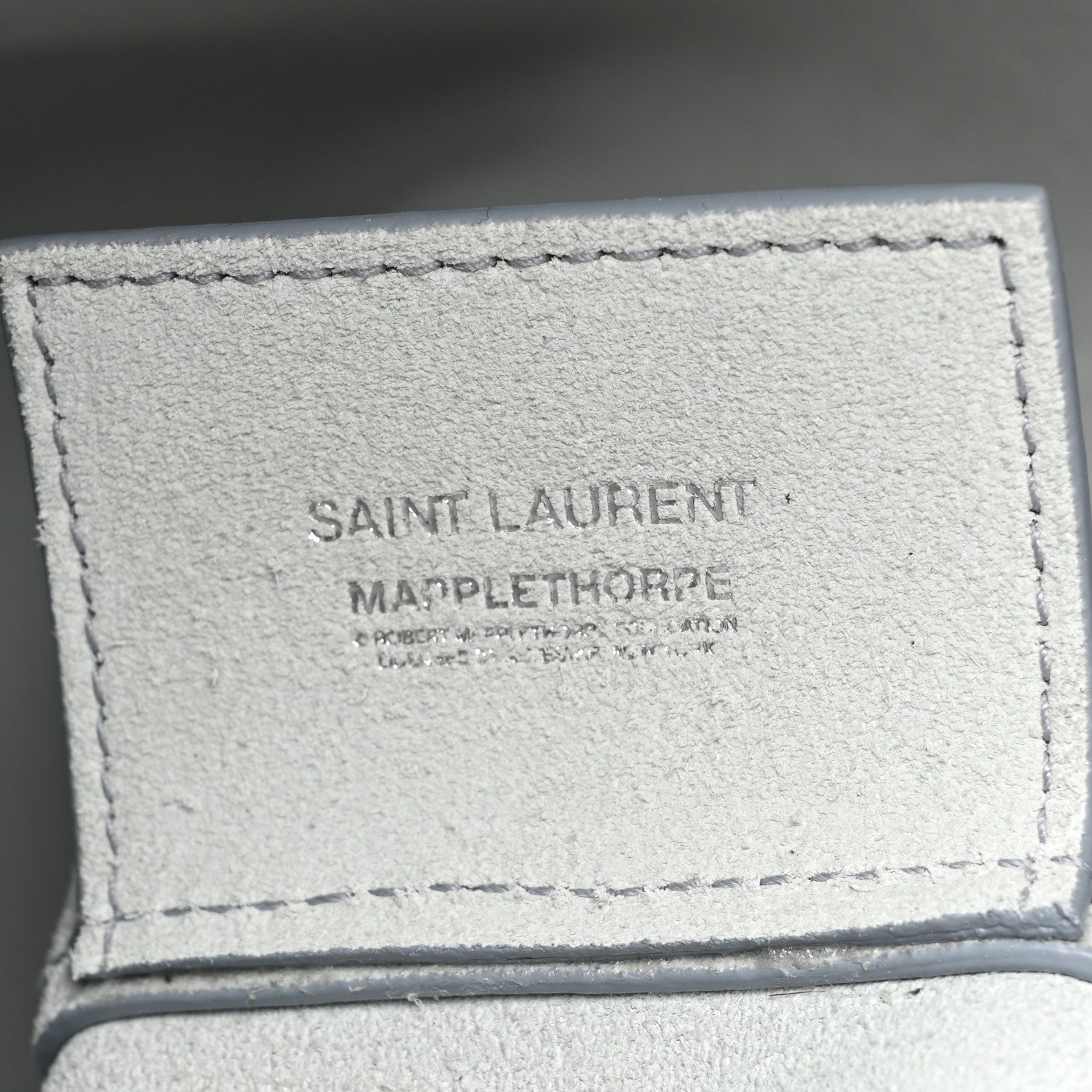 Saint Laurent Calfskin Mapplethorpe Rive Droite Shopping Tote Grey White Black 7 of 16