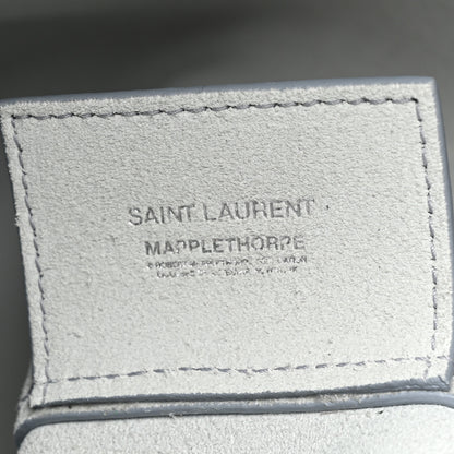 Saint Laurent Calfskin Mapplethorpe Rive Droite Shopping Tote Grey White Black 7 of 16