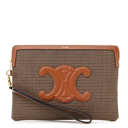 Celine Textile Calfskin Pied De Poule Print Triomphe Striped Small Pouch Multicolor 1 of 8