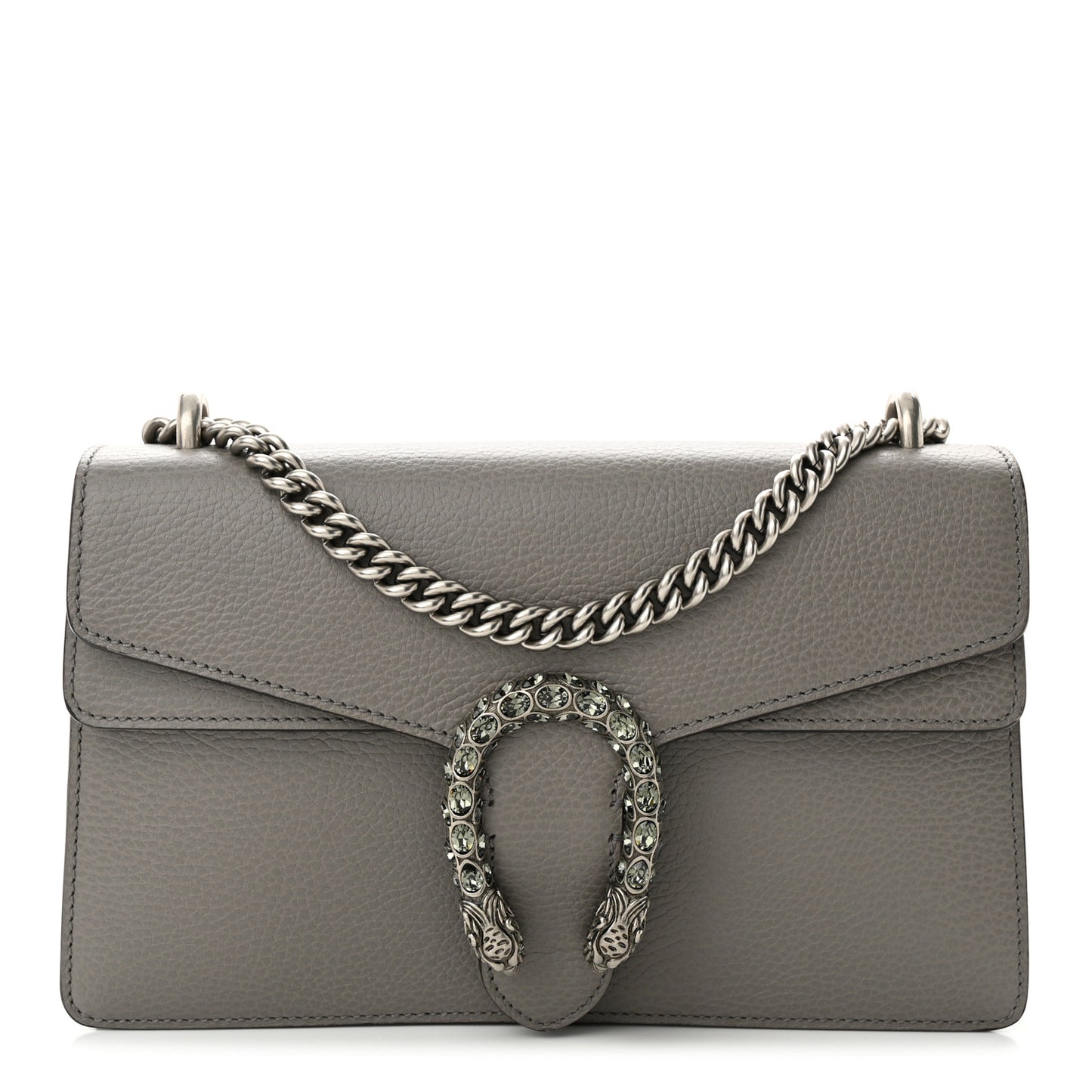 Pebbled Calfskin Small Dionysus Shoulder Bag Dusty Grey