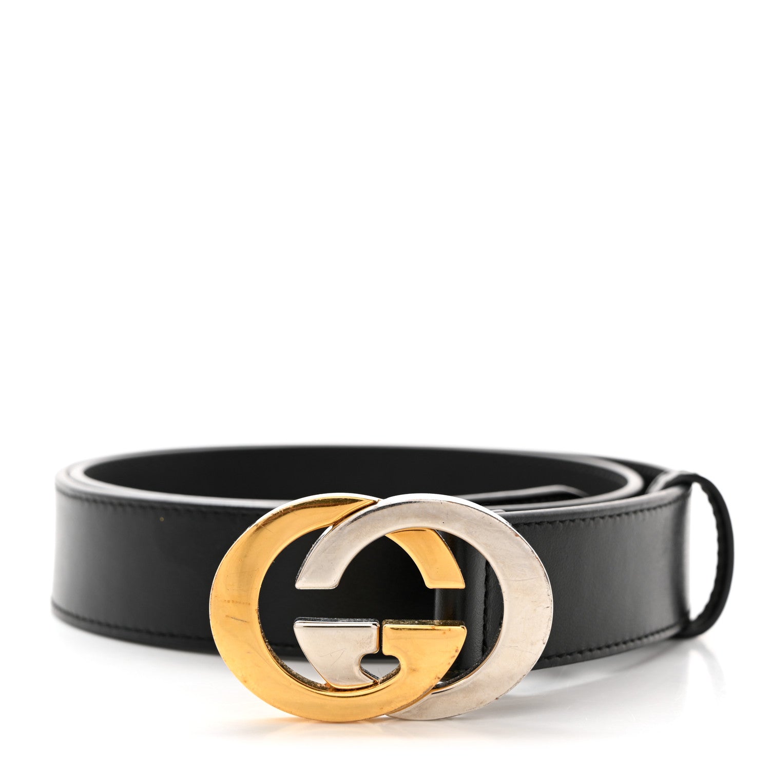 Gucci Plutone Calfskin Interlocking G 30mm Belt 80 32 Black 1 of 5